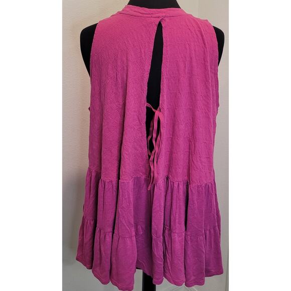 Free People Right On Time Pink Babydoll Tunic Tank Top S Oversized Open Back - Picture 5 of 11